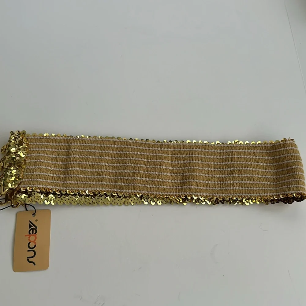 NWT Gold Sequin Stretchy Belt